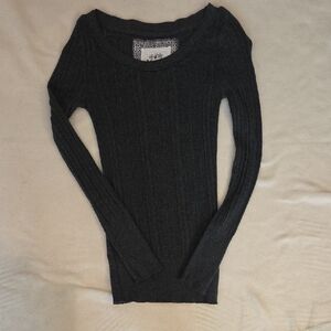 Black Ribbed Long Sleeve Top, Size Medium MUDD